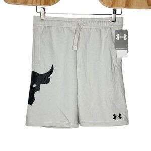 NEW Under Armour Project Rock Beige Drawstring‎ Boys Youth Large Sweat Shorts